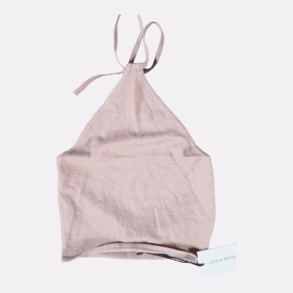 WEWOREWHAT Halter Crop Top New with tags size small beige - Picture 1 of 5
